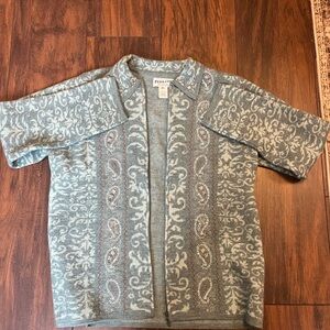 Pendleton Women's Blue Paisley 100% Merino Wool Full Zip Cardigan Sweater M